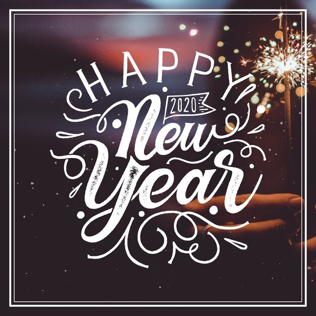 Letras vintage feliz año nuevo 2020