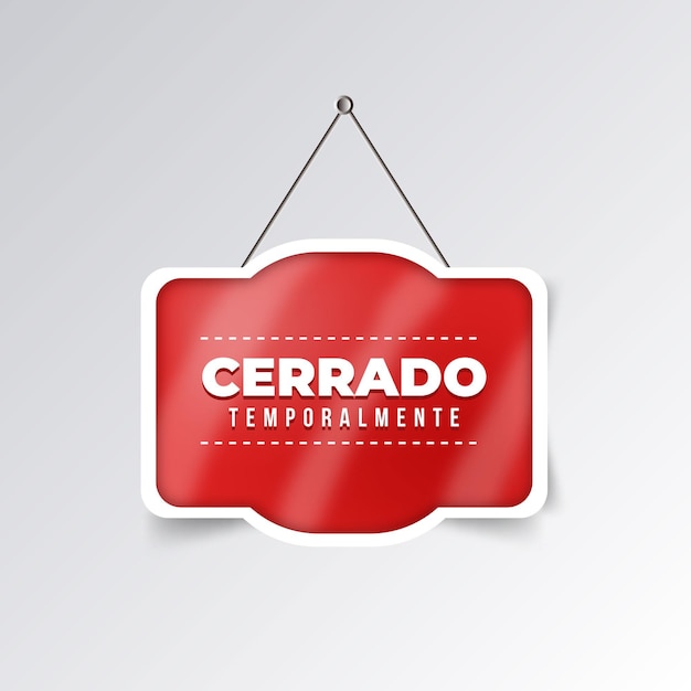 Letrero de cerrado colgado realista