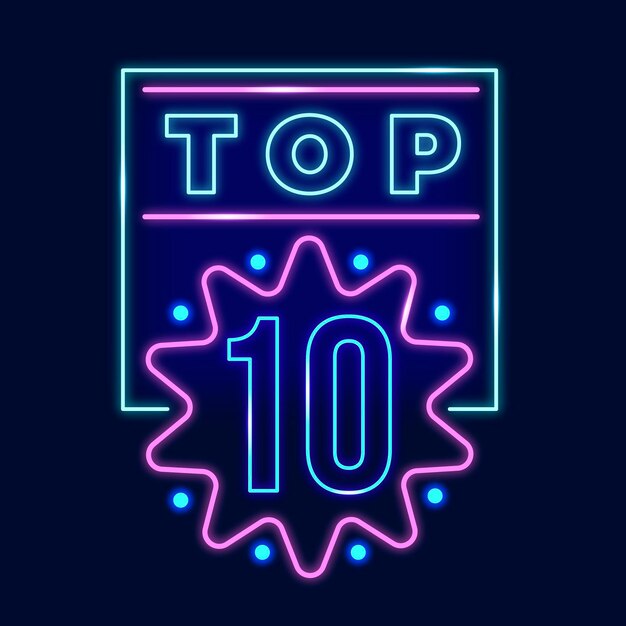 Letrero de neón brillante top ten