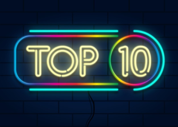 Letrero de neón colorido top ten