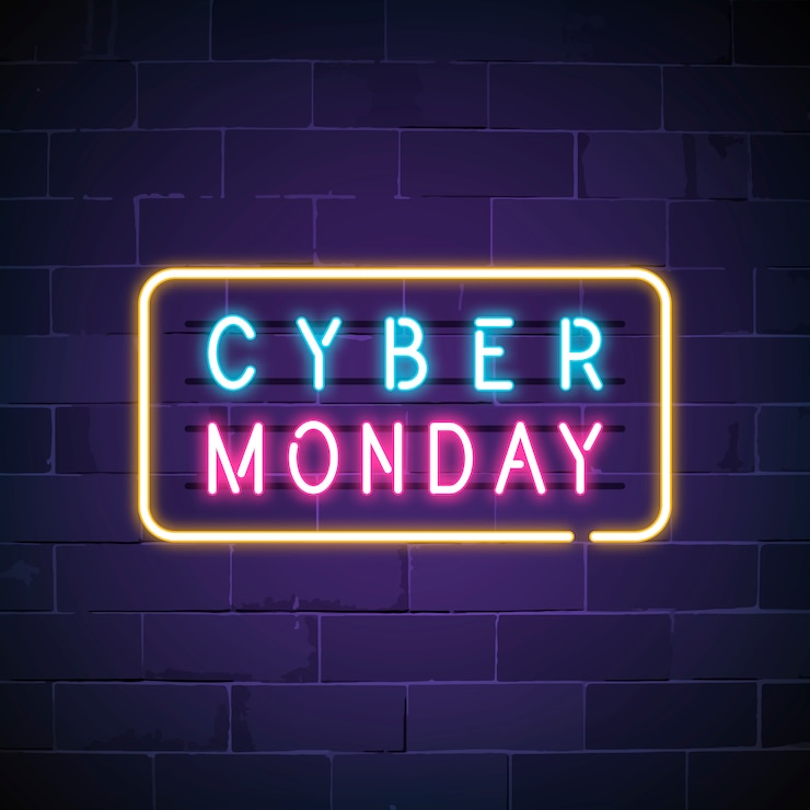 Vector gratuito letrero de neón cyber monday