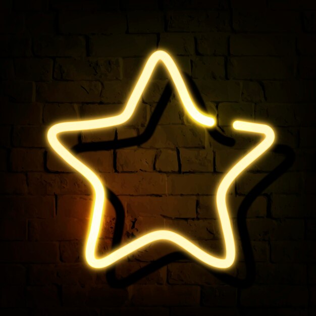 Letrero de neón estrella en un vector de pared de ladrillo oscuro