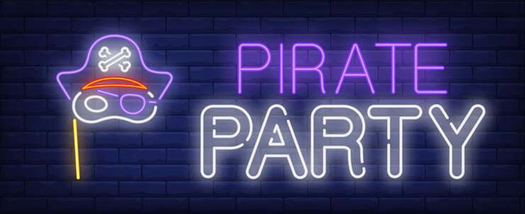Vector gratuito letrero de neón fiesta pirata