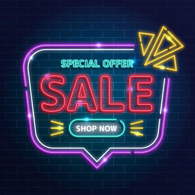 Letrero de venta de oferta especial de neón