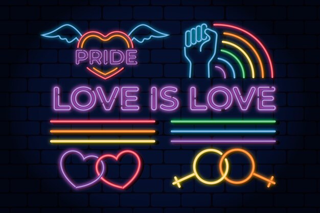 Letreros de neón del día del orgullo