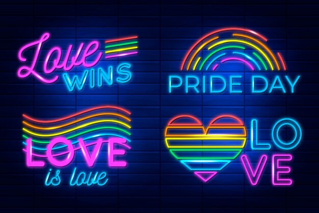Letreros de neón para el paquete de eventos del día del orgullo