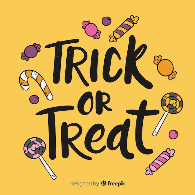 Lettering caligráfico de halloween de trick or treat