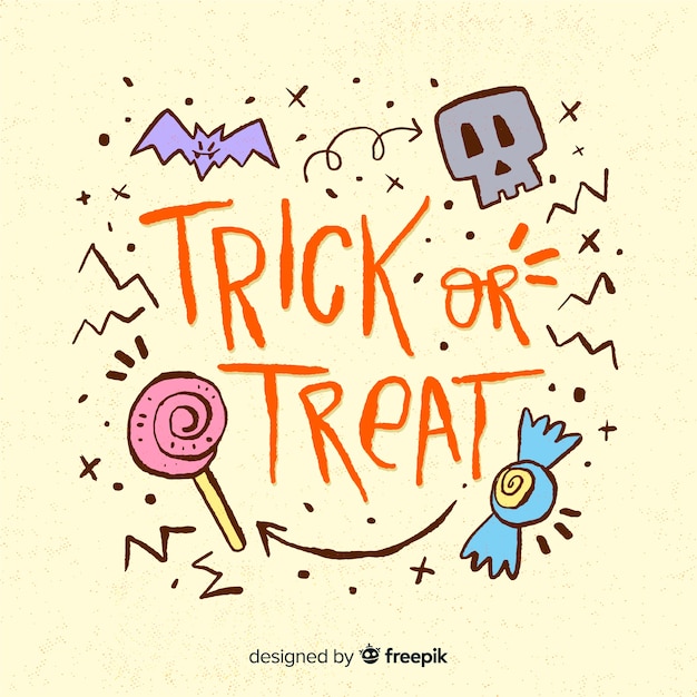 Vector gratuito lettering creativo de halloween de trick or treat