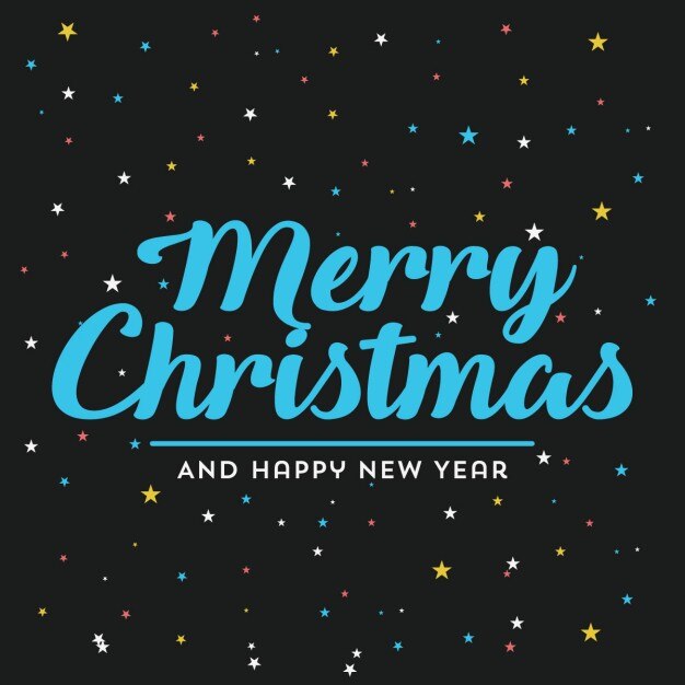 Lettering de navidad sobre un fondo negro con estrellas