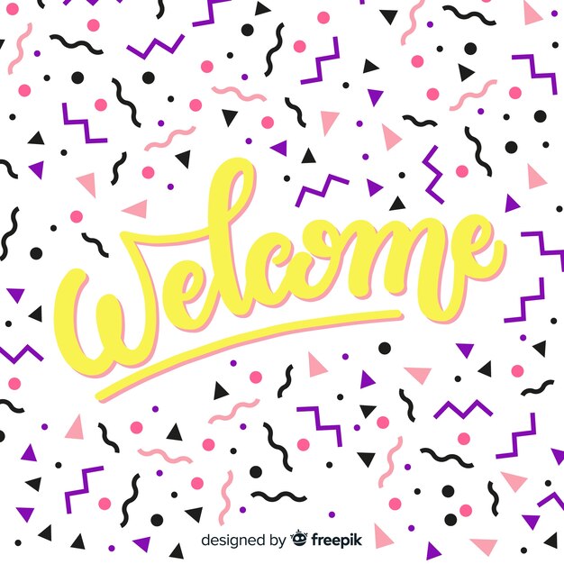 Lettering de welcome en estilo memphis