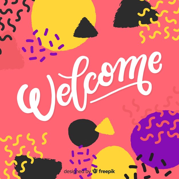 Lettering de welcome en estilo memphis