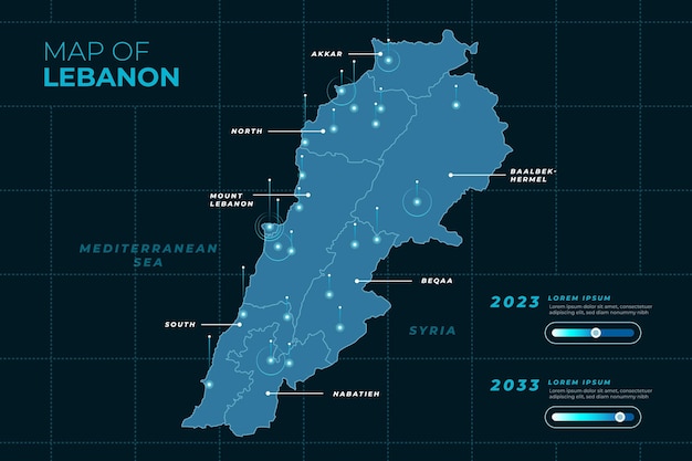 Vector gratuito líbano mapa de gradiente detallado