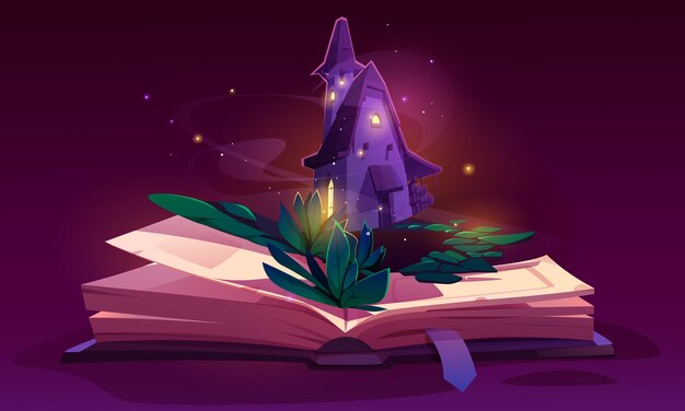 Libro abierto de la historia de aventuras de hadas para leer niño