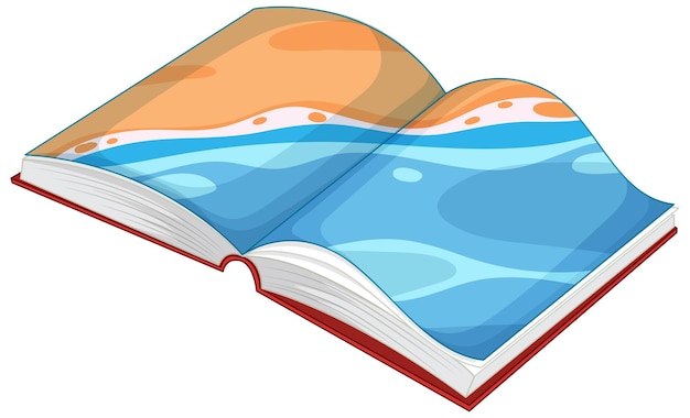Libro abierto con las olas del océano