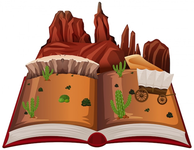 Vector gratuito libro abierto tema del desierto occidental