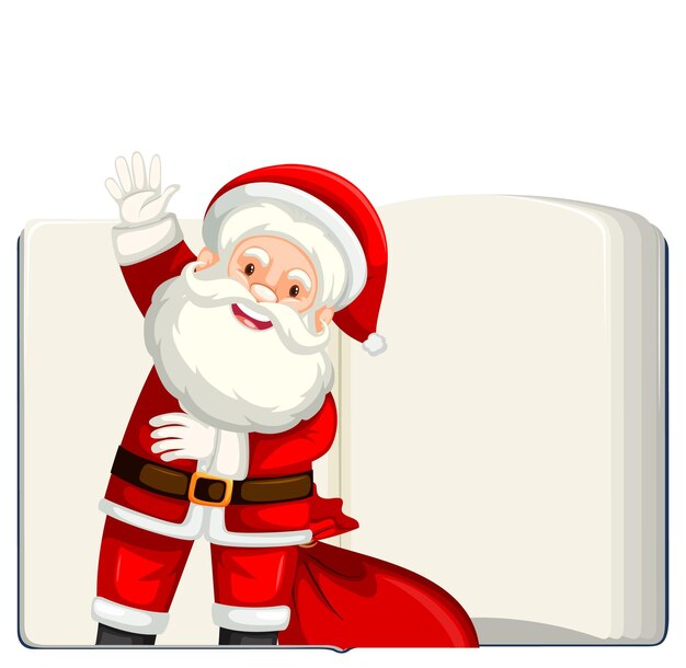Libro en blanco abierto con Santa Claus