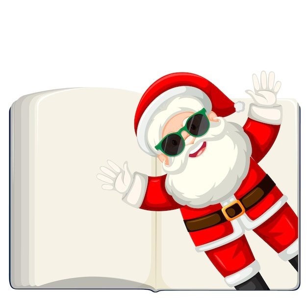 Libro en blanco abierto con Santa Claus