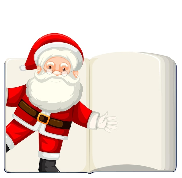 Libro en blanco abierto con santa claus