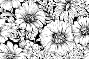 Vector gratuito libro para colorear blanco y negro floral fondo orgánico irregular