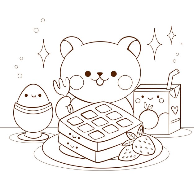 Libro para colorear kawaii dibujado a mano