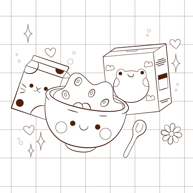 Libro para colorear kawaii dibujado a mano
