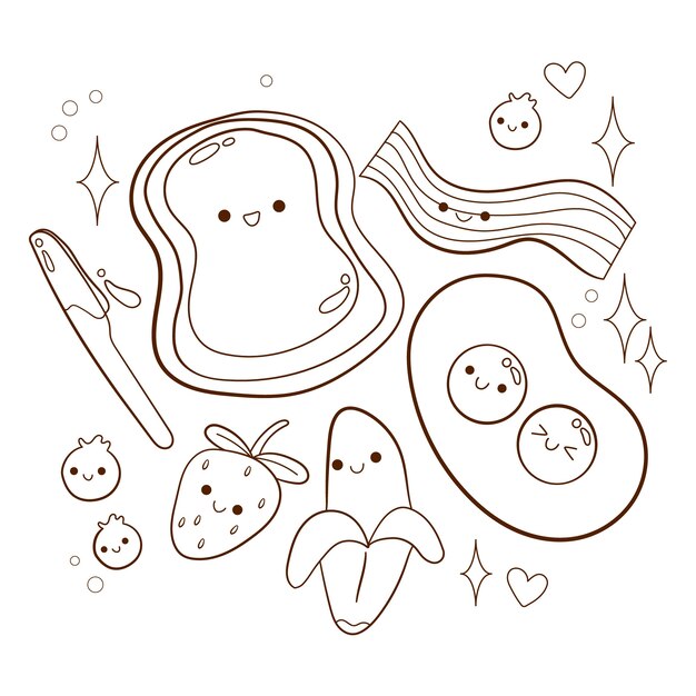 Libro para colorear kawaii dibujado a mano