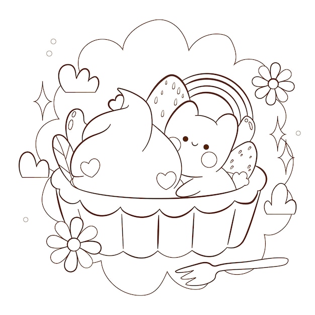 Libro para colorear kawaii dibujado a mano