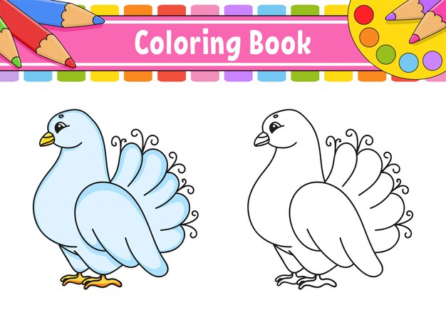 Libro Para Colorear Para Ninos Boda Paloma Blanca Personaje