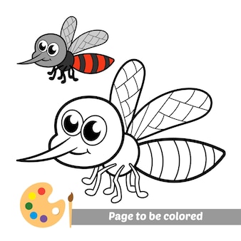 Libro de colorear para niños, vector de mosquitos
