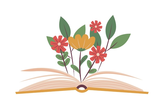 Vector gratuito libro con flores icono del día del libro