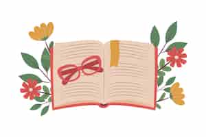 Vector gratuito libro con gafas icono del día del libro