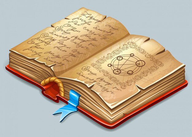 Libro de hechizos mágicos y brujería.