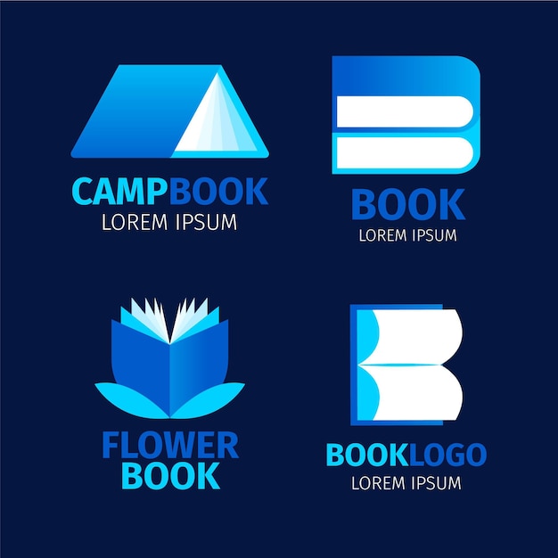 Vector gratuito libro logo set diseño plano