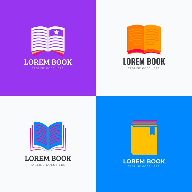 Libro logo set diseño plano