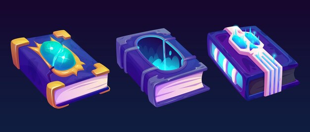 Libro de magia antiguo para el icono de juego de fantasía vector ui