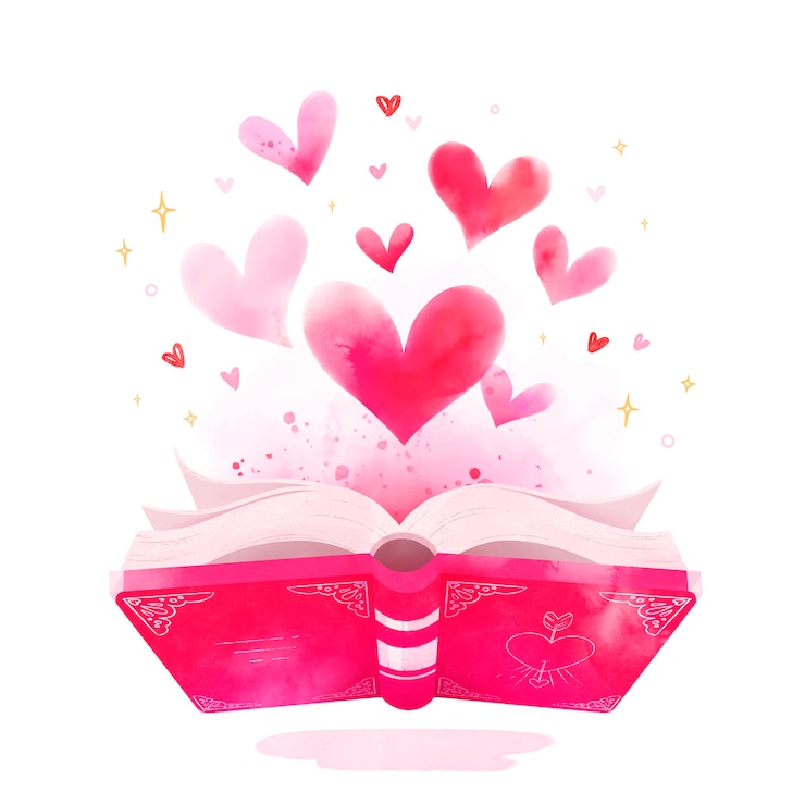 Vector gratuito libro mágico de amor en acuarela