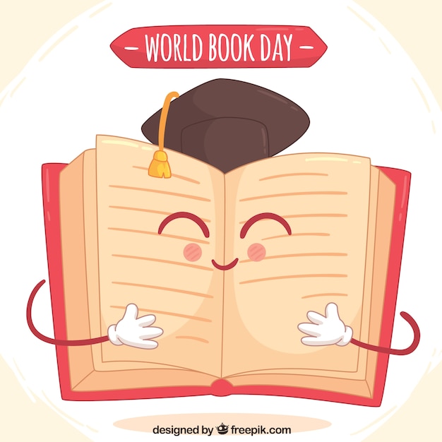Vector gratuito libro sonriente para el día mundial del libro