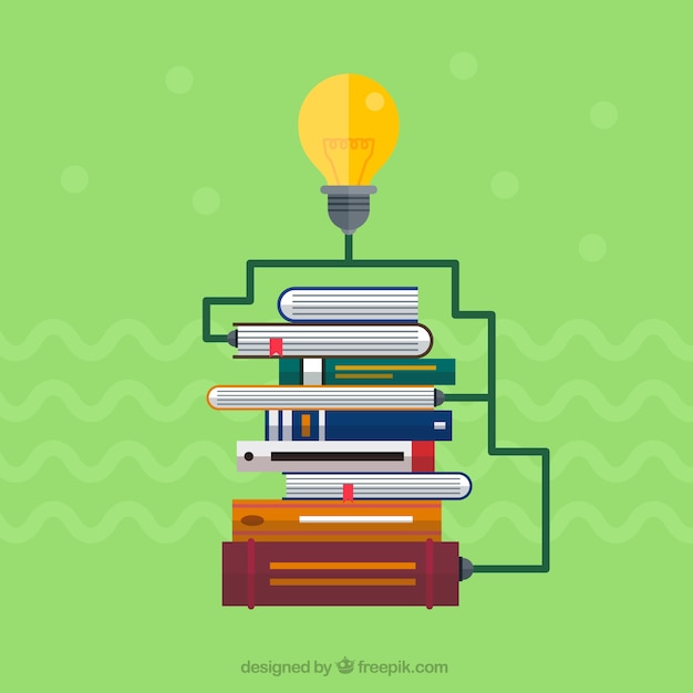 Libros de educación y bombilla