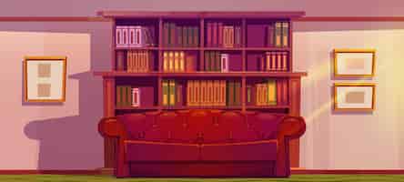 Vector gratuito libros interiores de lujo de la sala de estar o de la biblioteca
