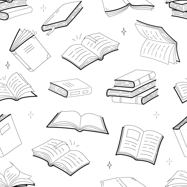 Libros de patrones sin fisuras, libros de texto de contorno de doodle