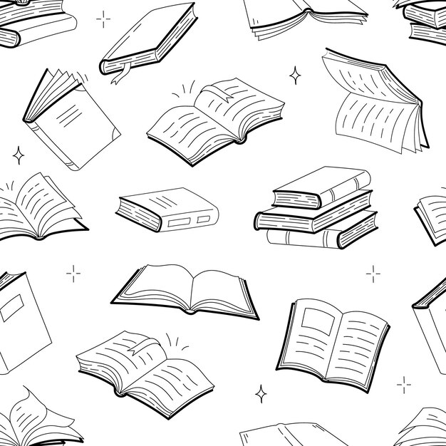 Libros de patrones sin fisuras, libros de texto de contorno de doodle