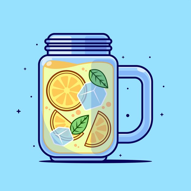 Limón Hielo Agua Jugo Dibujos animados Vector Icono Ilustración Fruta Bebida Icono Concepto Aislado Plano