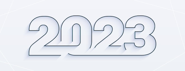 Vector gratuito limpie el texto de 2023 en estilo de línea para el fondo de pantalla de año nuevo