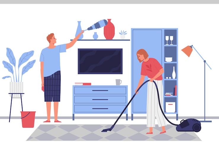 Vector gratuito limpieza de casa plana