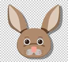 Vector gratuito linda cabeza de conejo en estilo de dibujos animados plana