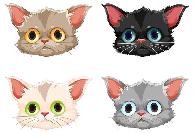 Vector gratuito linda cabeza de gatito en estilo de dibujos animados