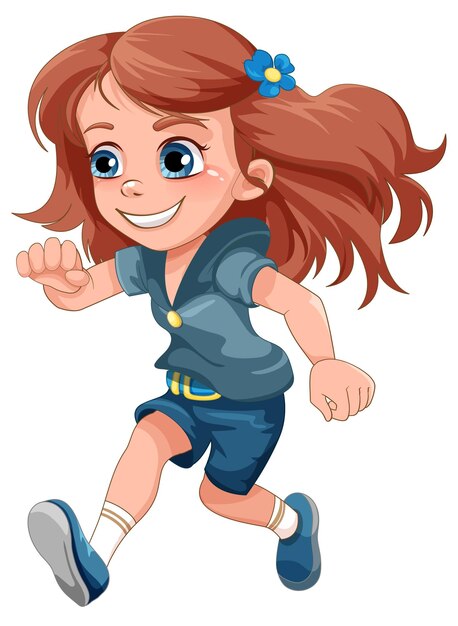 Linda chica corriendo personaje de dibujos animados