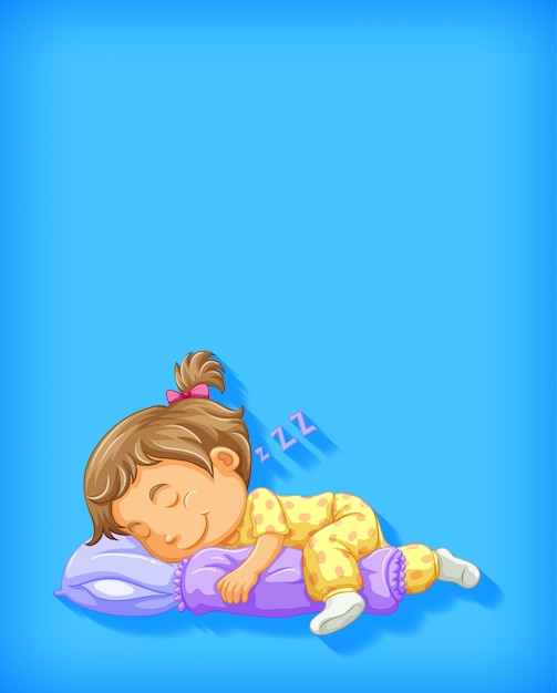 Linda chica durmiendo personaje de dibujos animados aislado