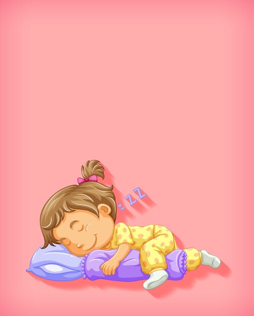 Linda chica durmiendo personaje de dibujos animados aislado