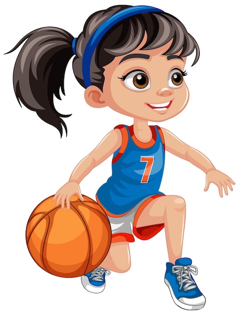 Vector gratuito linda chica jugando baloncesto